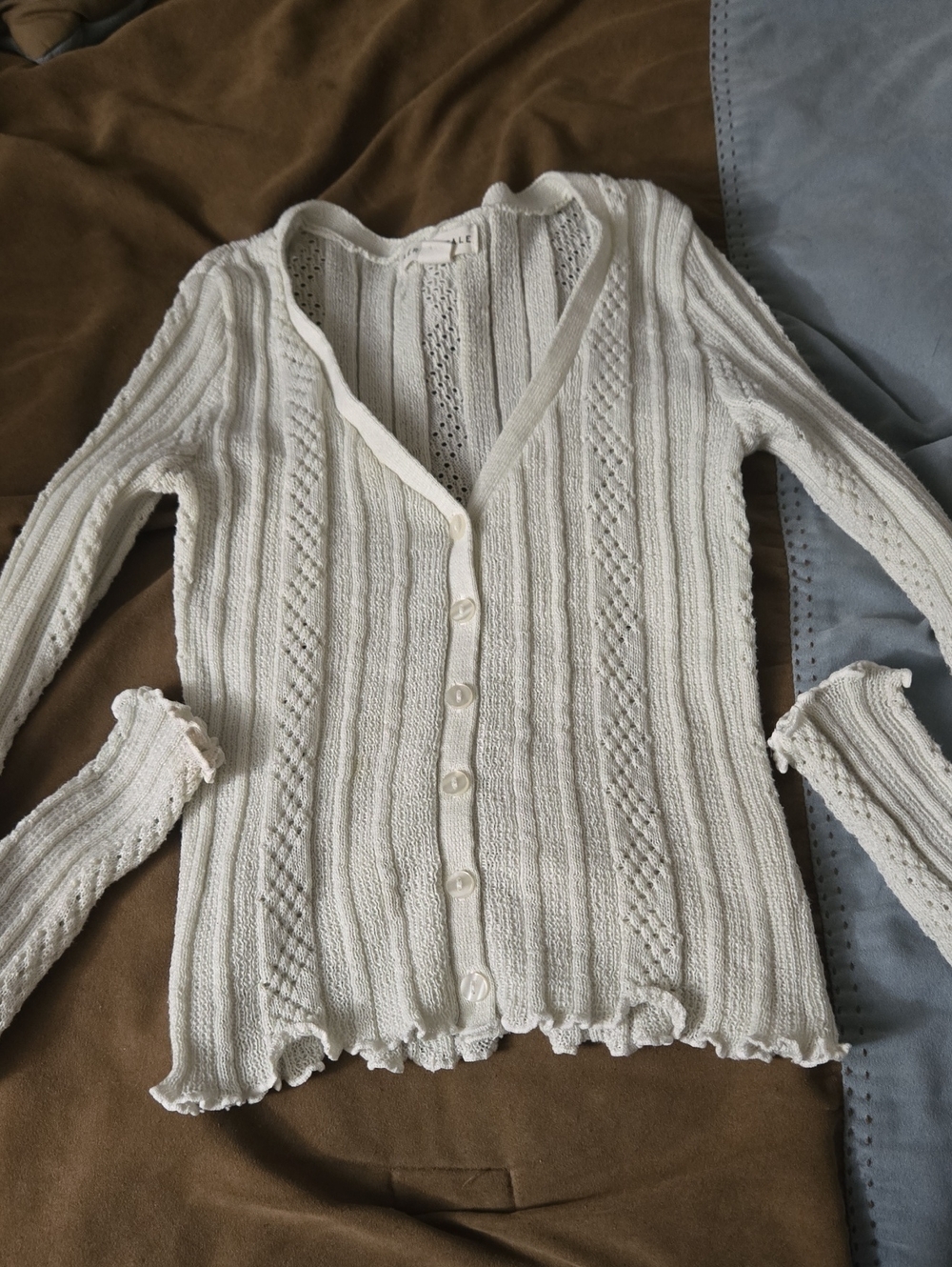 Aeropostale Cream Button-Front Knit Cardigan